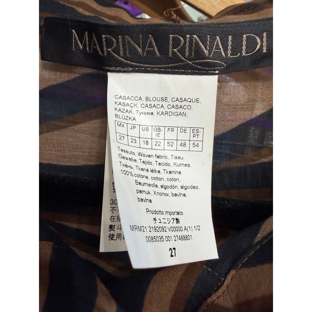 Marina Renaldi Sheer Oversized Zebra Print button-down Shirt Tunic Cotton Sz 18 - Picture 8 of 11